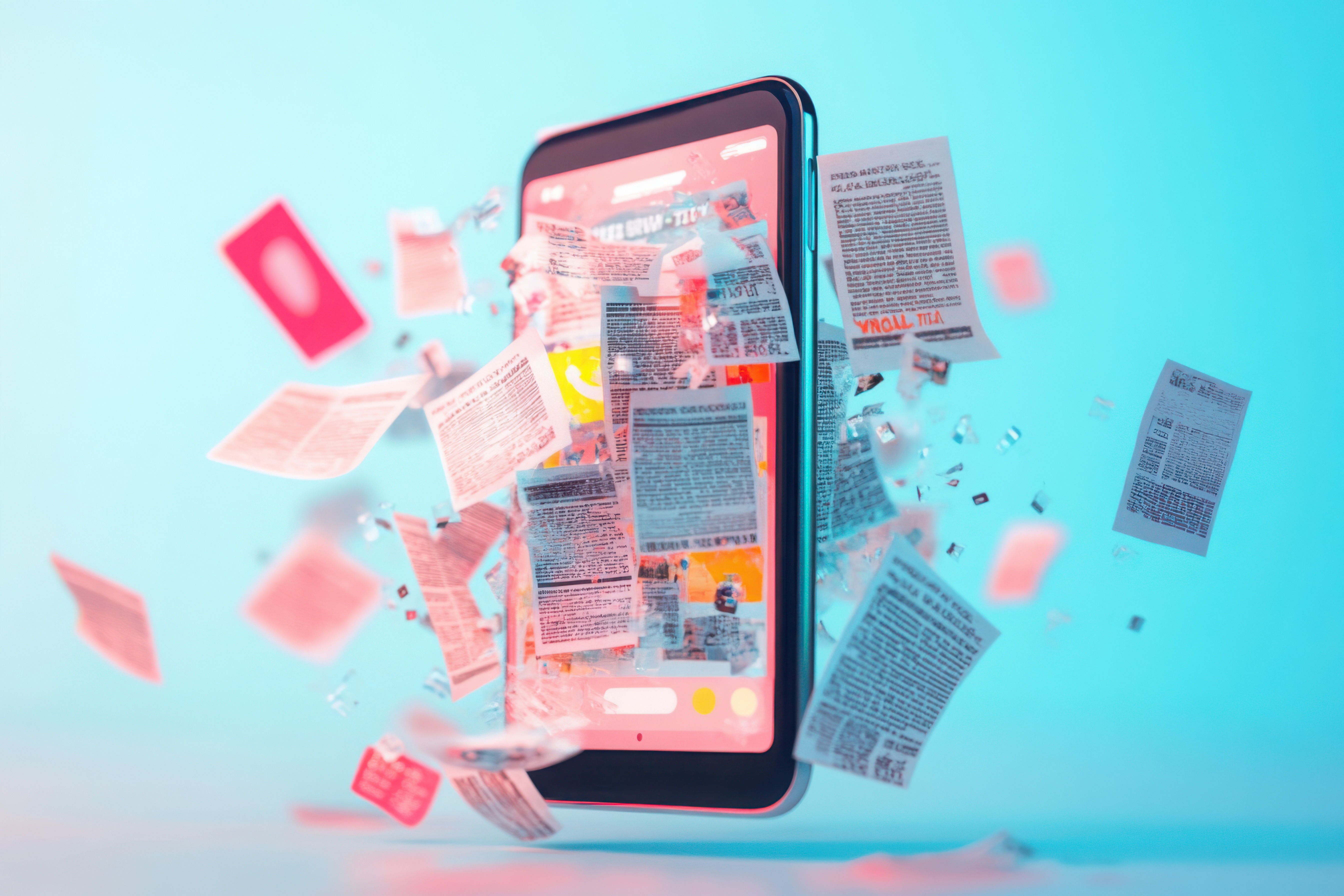 Imagem de celular com páginas de de informação